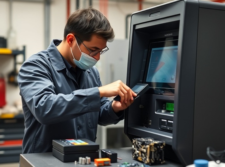 Terminal de autoservicio con protección anti-skimming instalada